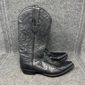 Los Altos Genuine Python Snakeskin Leather Black Western Cowboy Boots Men 6.5 EE